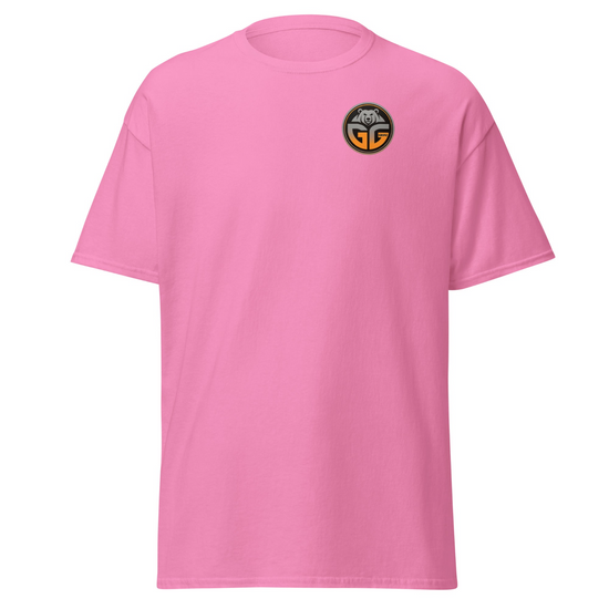 azalea colored t-shirt with a grizzlee gripz gradient orange logo on the front - Premium Pickleball Overgrip by Grizzlee Gripz