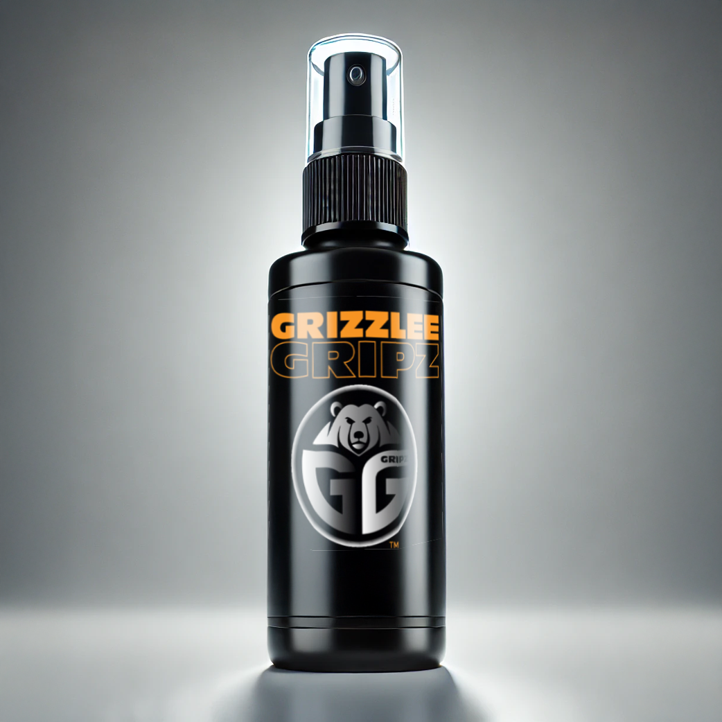 brand new look and label of grizzlee gripz anti-slip grip spray for athletes