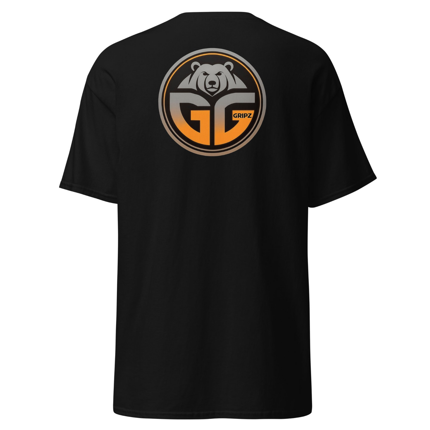 Grizzlee Gripz back t-shirt traditional large logo on the back with orange and black gradient - Premium Pickleball Overgrip by Grizzlee Gripz