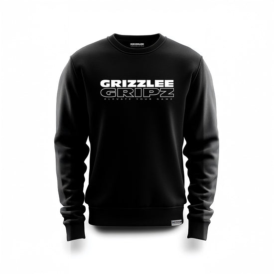 Grizzlee Gripz Classic Black Crewneck – Cozy, stylish, and perfect for athletes. Pickleball apparel for on and off the court! "Elevate Your Game" - Premium Pickleball Overgrip by Grizzlee Gripz
