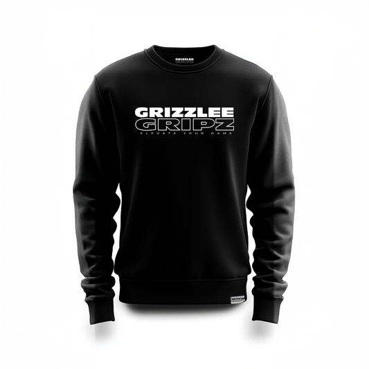 Grizzlee Gripz Classic Black Crewneck – Cozy, stylish, and perfect for athletes.