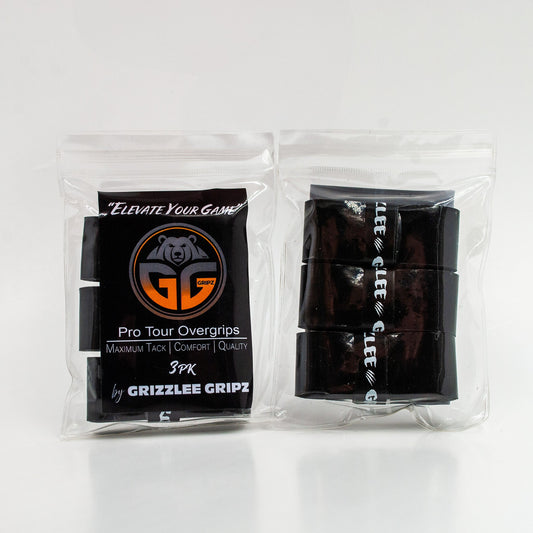 2 Black Grizzlee Gripz packs side by side showing the label on one and the 3 grips on the other on a white background