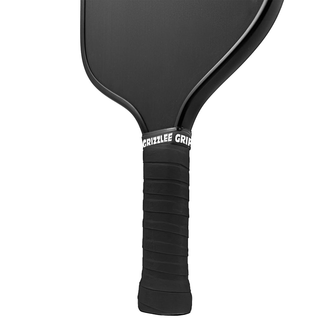 Black pro tour pickleball overgrip wrapped on a paddle handle with white background - Premium Pickleball Overgrip by Grizzlee Gripz