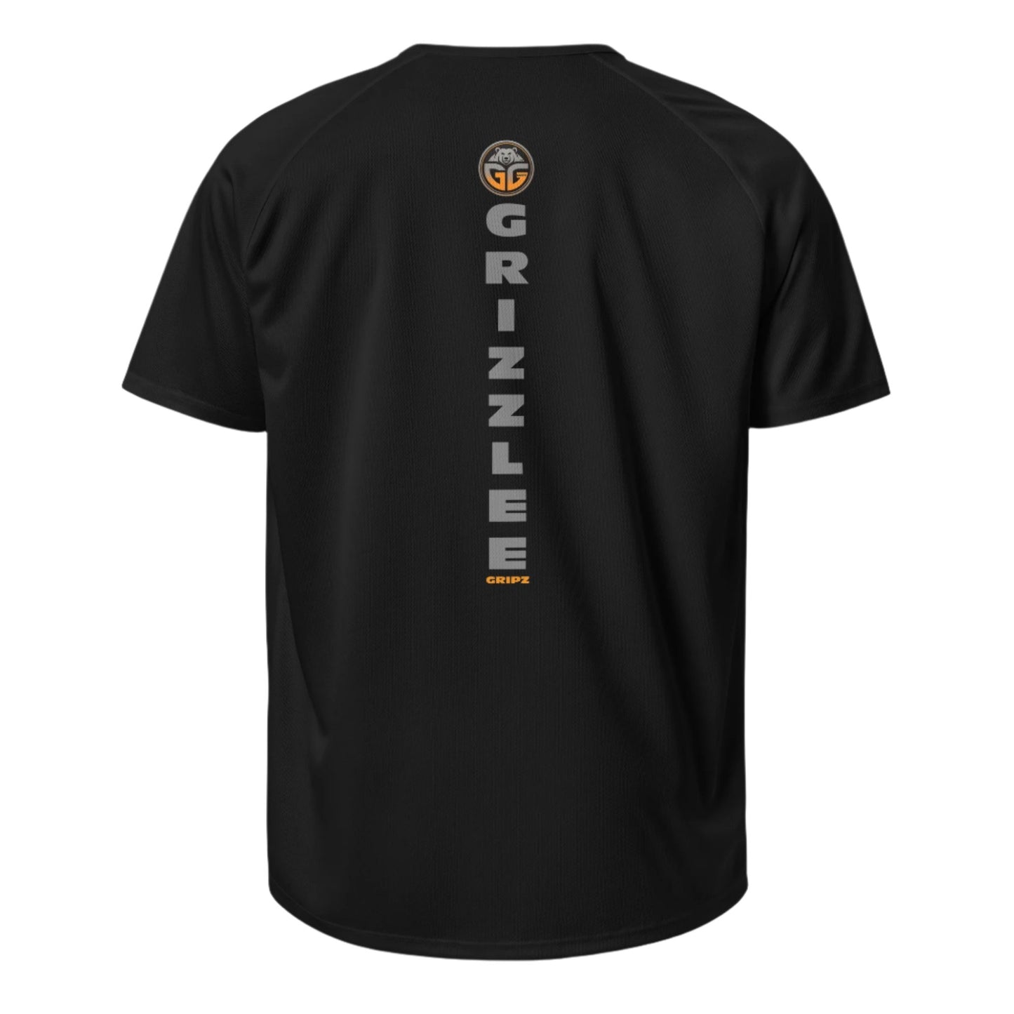 Grizzlee Gripz | Premium Black On Court Playing T-shirt Back Logo gray and orange lettering - Premium Pickleball Overgrip by Grizzlee Gripz