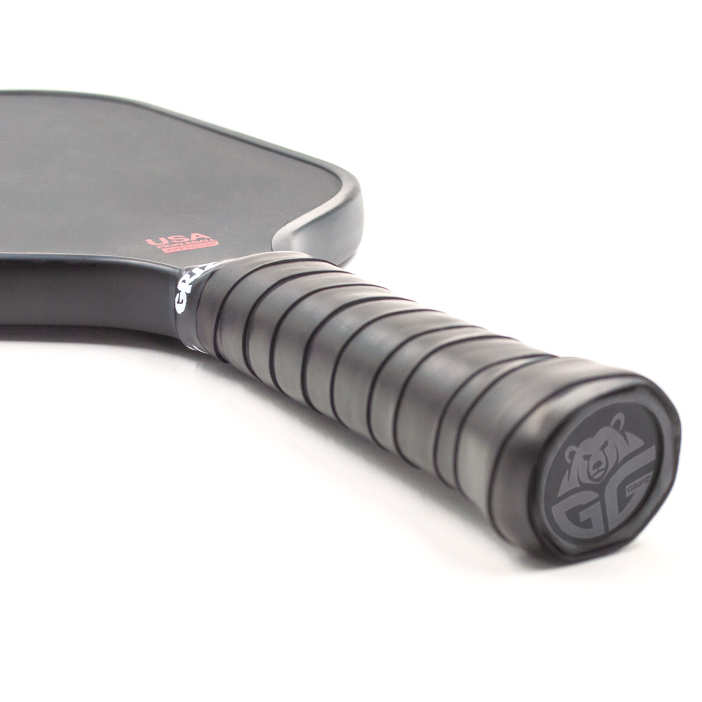 Black Grizzlee gripz wrapped around a paddle handle - Premium Pickleball Overgrip by Grizzlee Gripz