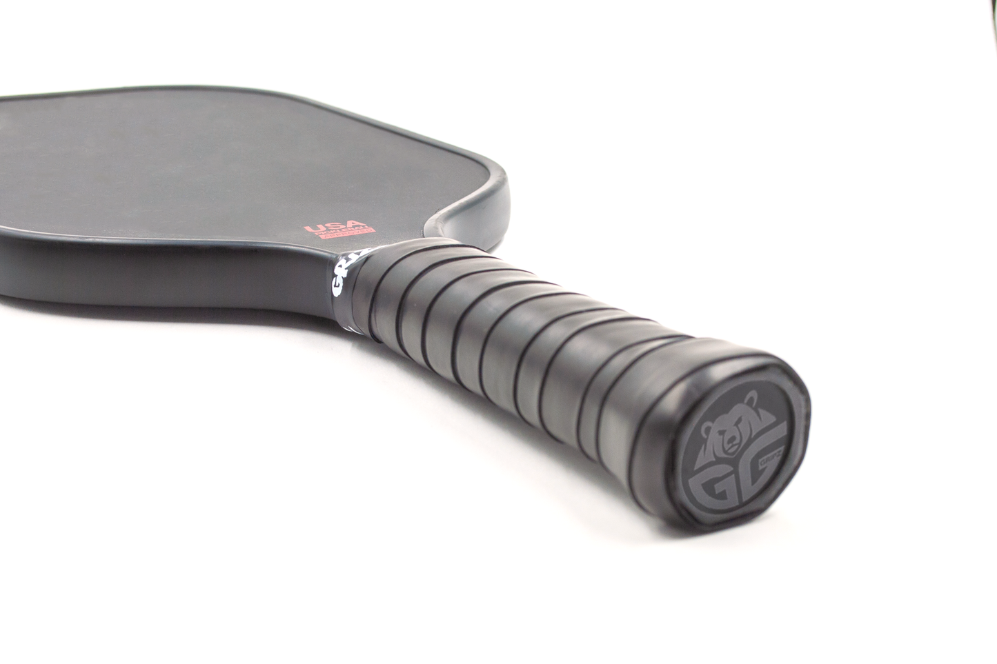 black grizzlee gripz overgrip wrapped on a paddle handle - Premium Pickleball Overgrip by Grizzlee Gripz