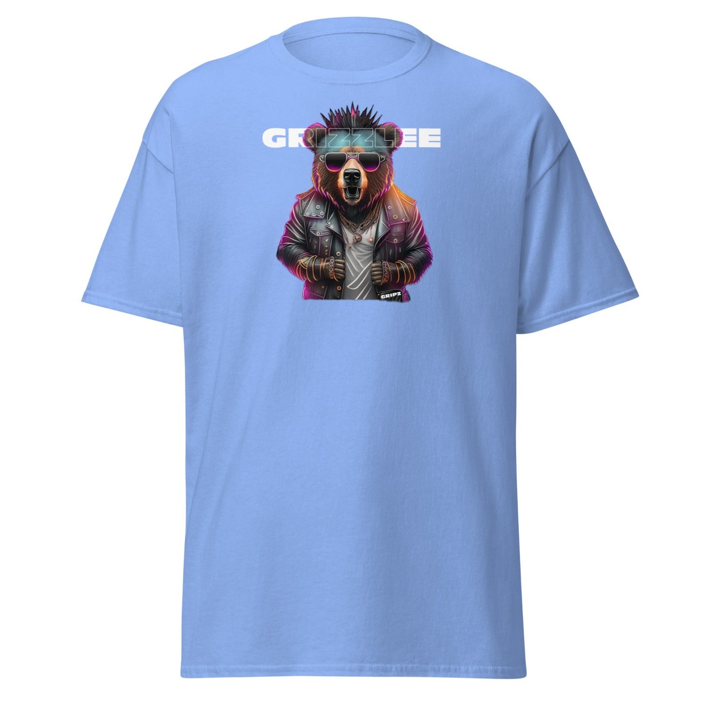 Grizzlee Gripz Punk rock Grizzly bear , bright colors on a light blue t-shirt - Premium Pickleball Overgrip by Grizzlee Gripz