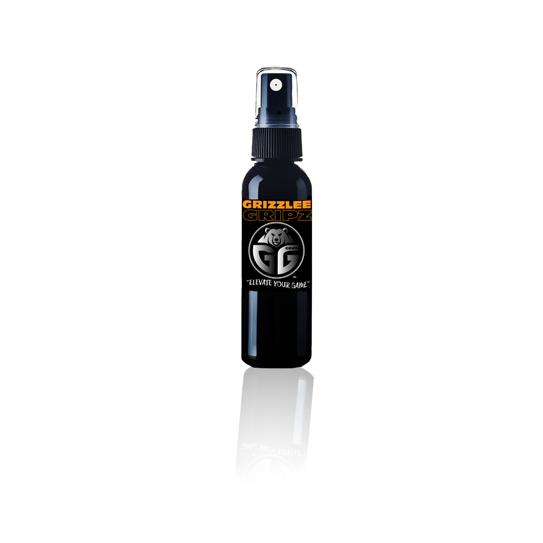 best enhanced grip spray in pickleball, white background with a reflection of the bottle and new logo - Premium Pickleball Overgrip by Grizzlee Gripz