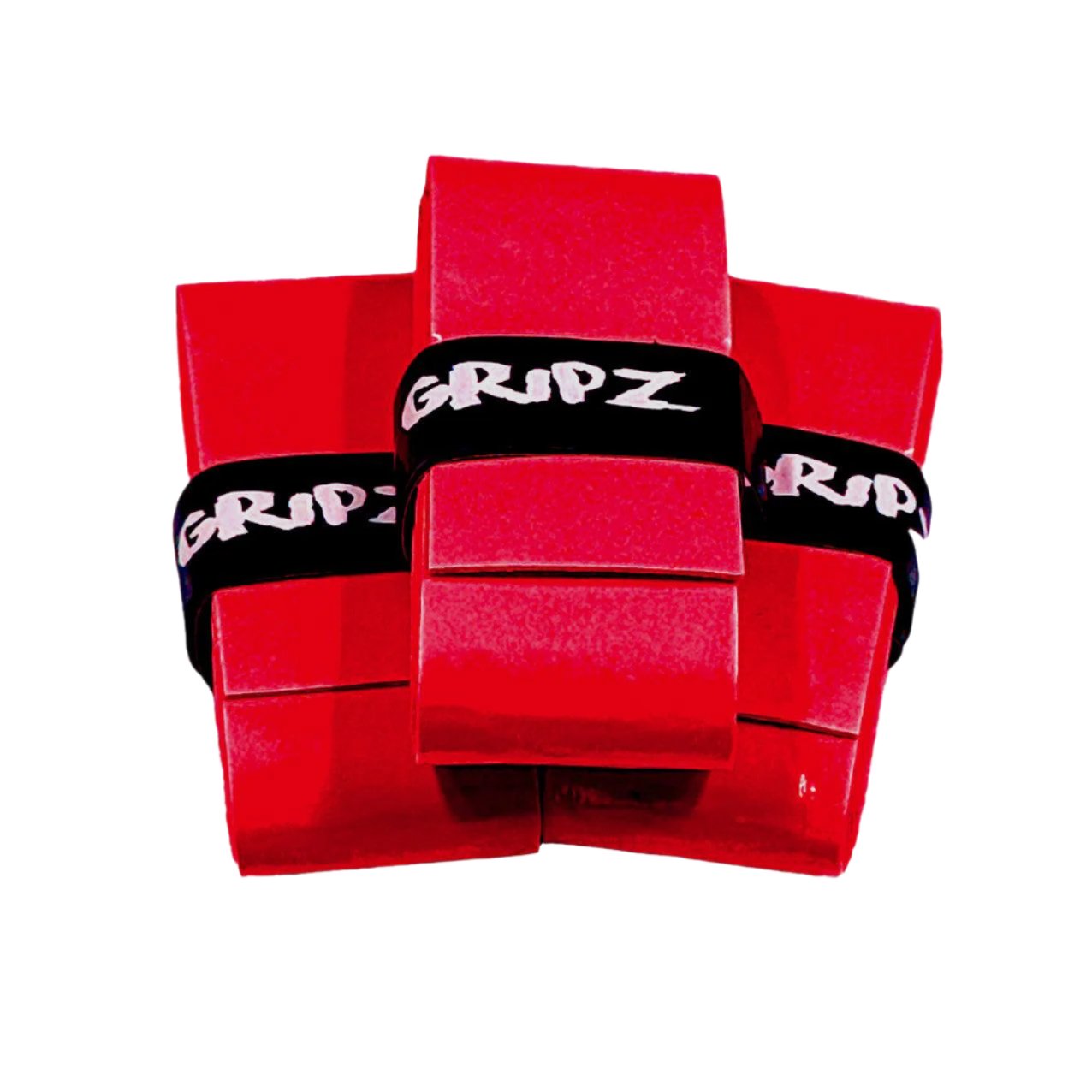 stack of three red grizzlee gripz - Premium Pickleball Overgrip by Grizzlee Gripz