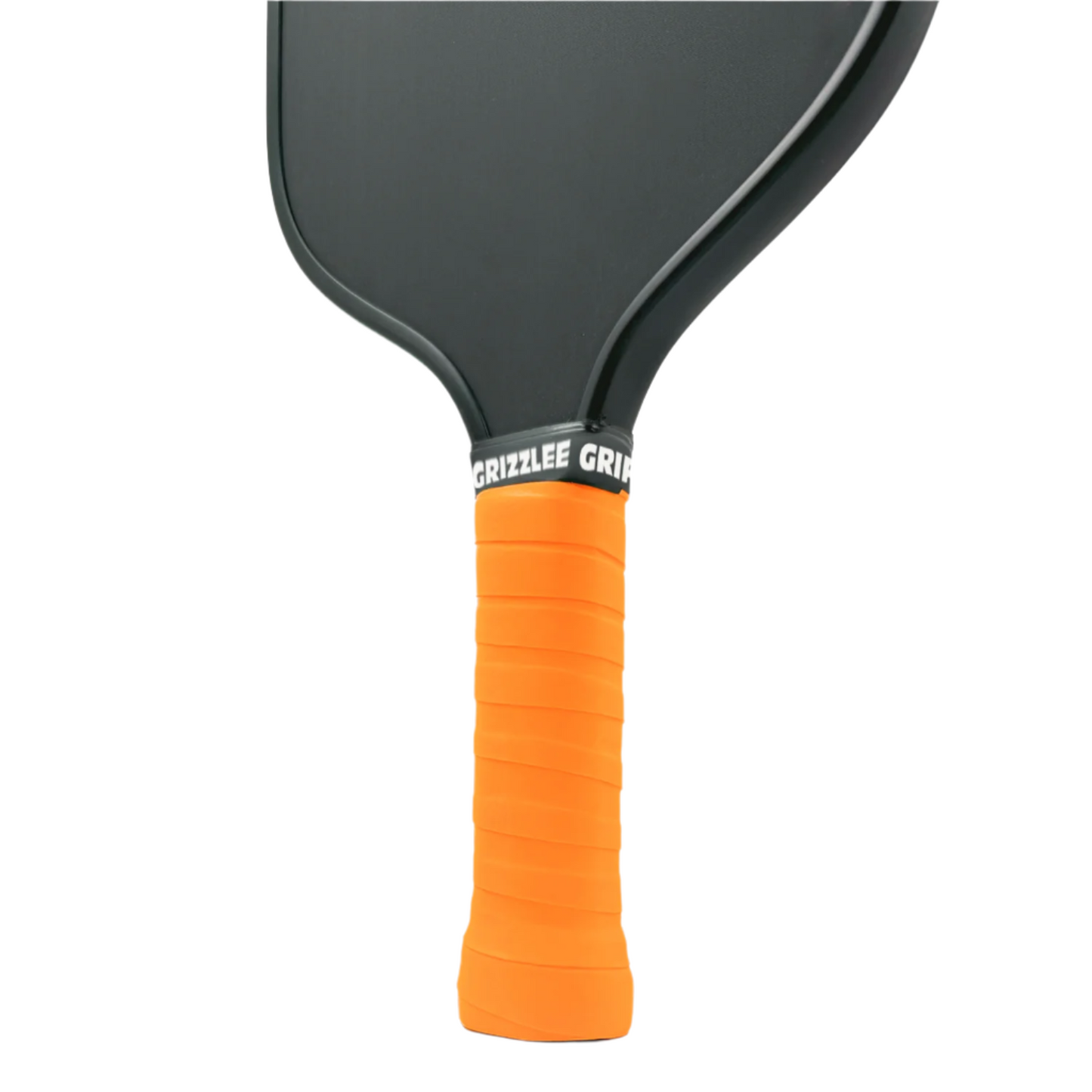 Neon orange overgrip wrapped on a pickleball paddle handle - Premium Pickleball Overgrip by Grizzlee Gripz