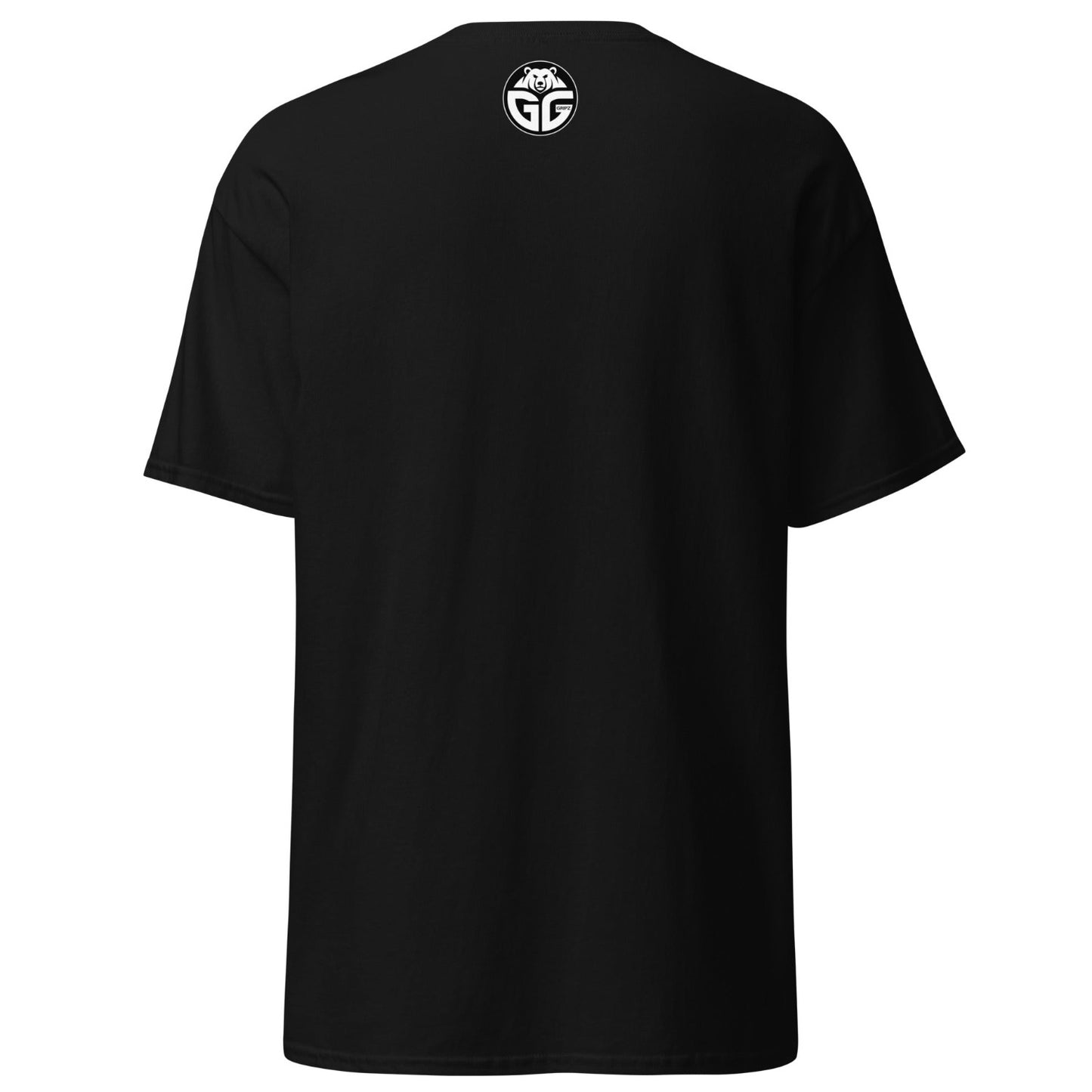 Grizzlee Gripz logo label on the back of black t-shirt - Premium Pickleball Overgrip by Grizzlee Gripz