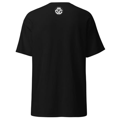 Grizzlee Gripz logo label on the back of black t-shirt