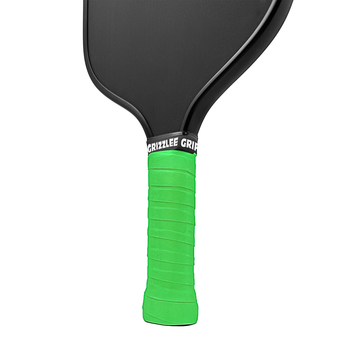 grizzlee gripz lime green overgrips on a black paddle - Premium Pickleball Overgrip by Grizzlee Gripz