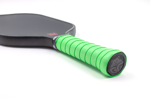 grizzlee gripz lime green overgrips wrapped on a paddle handle picture - Premium Pickleball Overgrip by Grizzlee Gripz