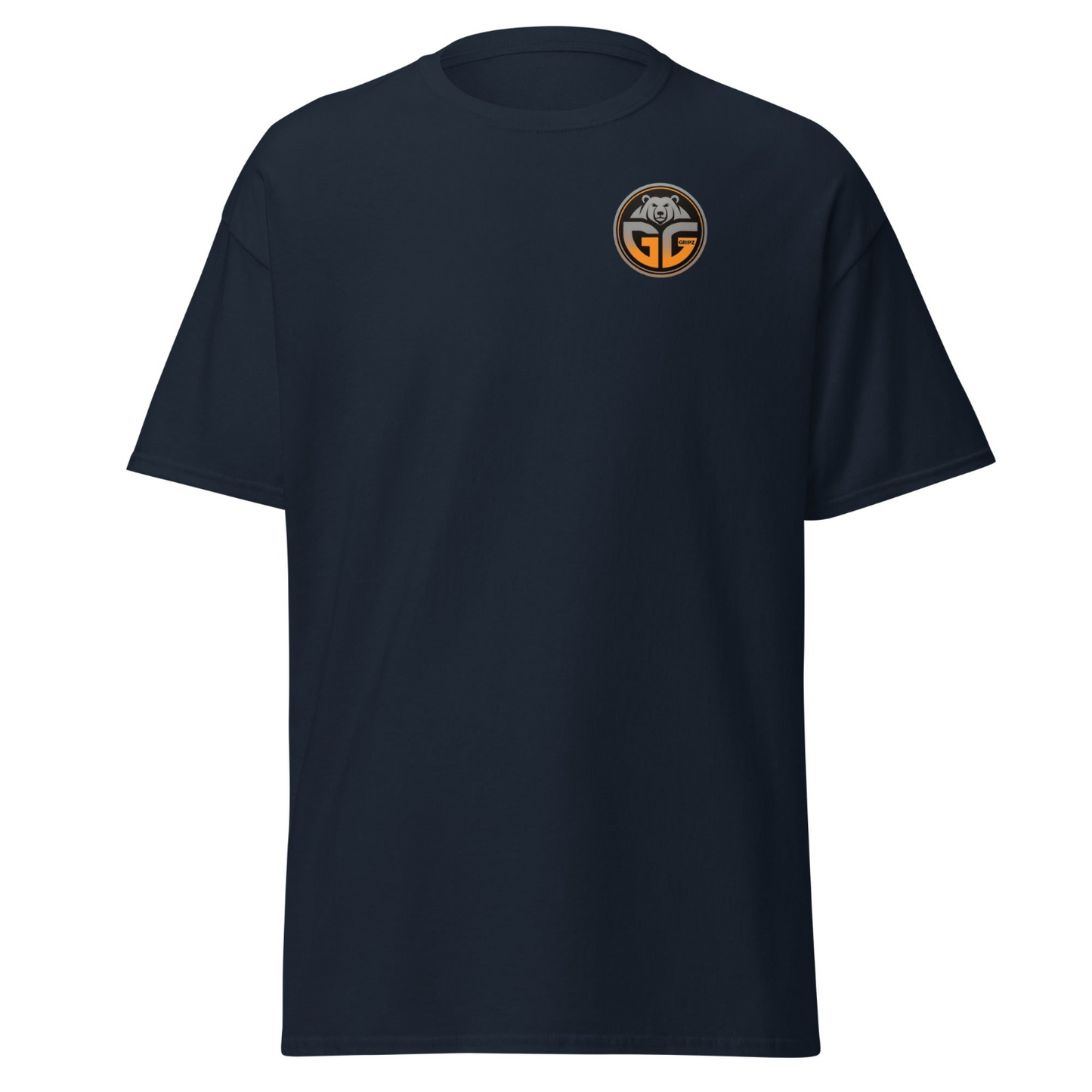 Navy blue t-shirt with logo on left chest - Premium Pickleball Overgrip by Grizzlee Gripz