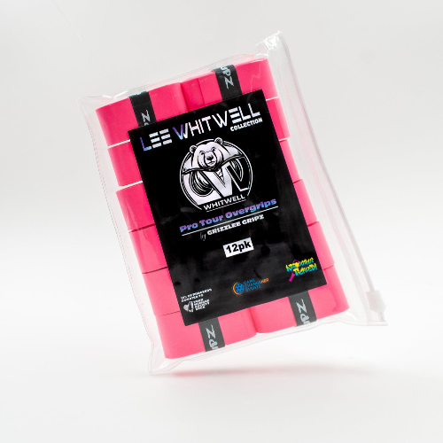 12 pack of neon pink over grips for pickleball paddles by Lee Whitwell - Premium Pickleball Overgrip by Grizzlee Gripz