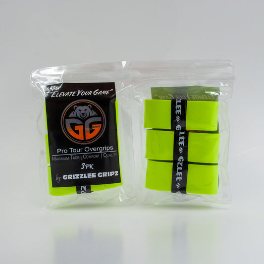 2 grizzlee Gripz pickleball overgrip packs of 3 , side by side on a white background 