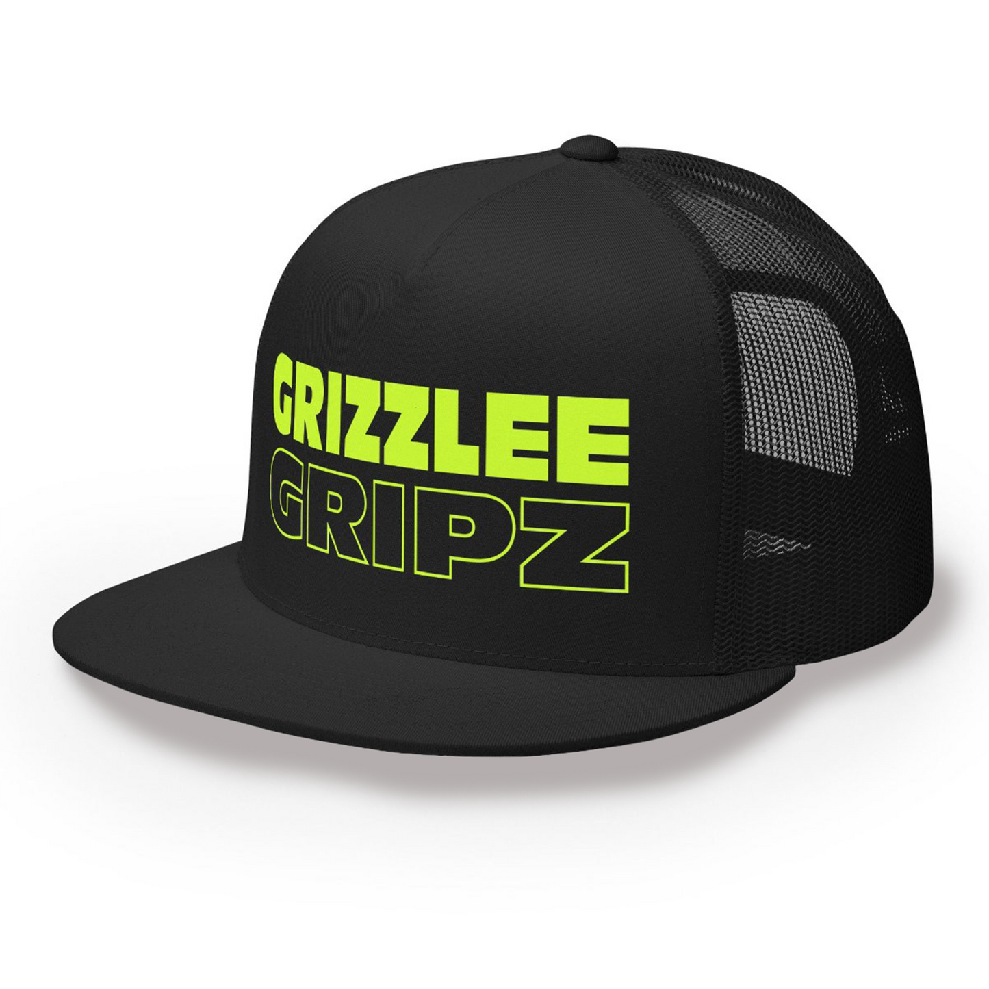 black snapback hat with neon yellow large logo grizzlee gripz wording on the front - Premium Pickleball Overgrip by Grizzlee Gripz