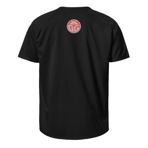 grizzlee gripz black court shirt with the circle logo on the back positioned on the top center of t-shirt - Premium Pickleball Overgrip by Grizzlee Gripz