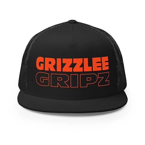 black snapback hat with neon red large logo grizzlee gripz wording on the front - Premium Pickleball Overgrip by Grizzlee Gripz