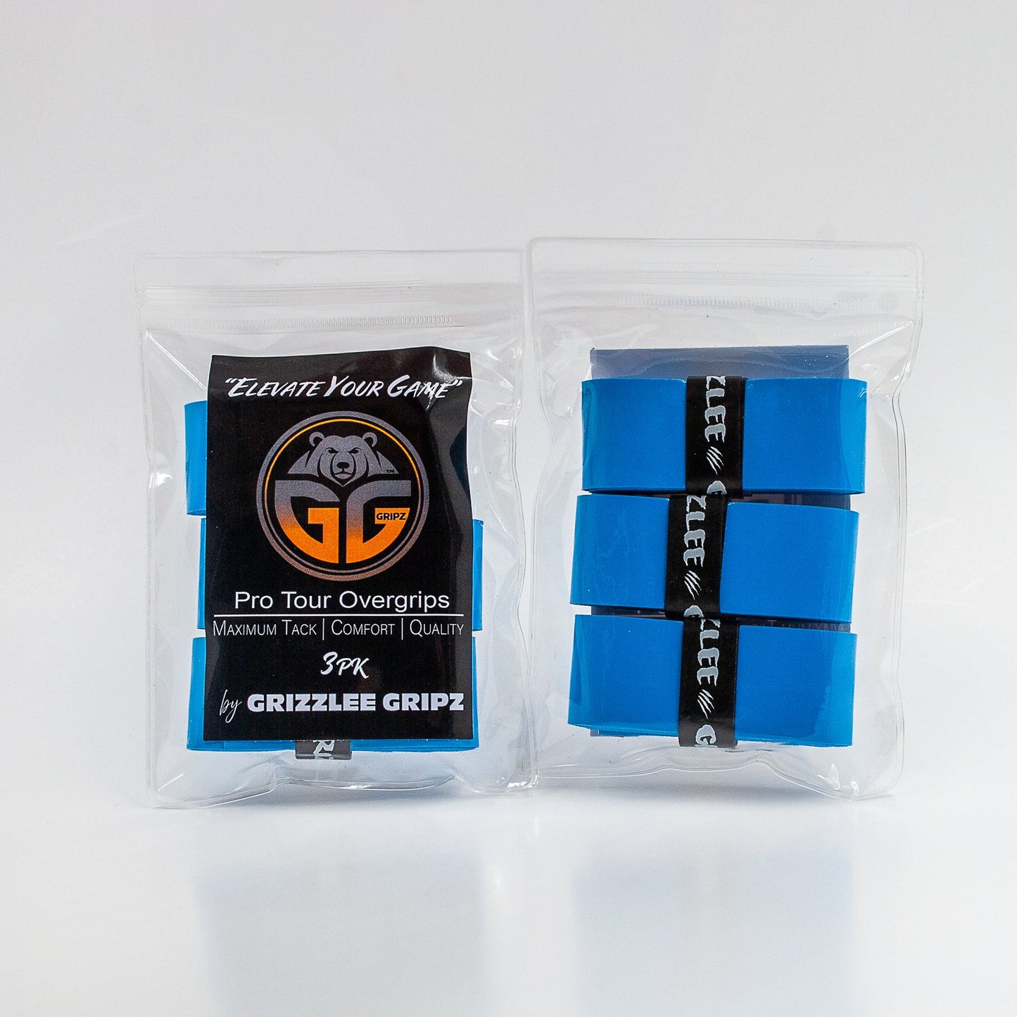 2 Royal Blue grip packs side by side  - Premium Pickleball Overgrip by Grizzlee Gripz