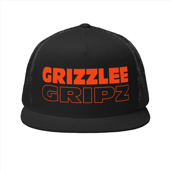 black snapback hat with neon orange large logo grizzlee gripz wording on the front - Premium Pickleball Overgrip by Grizzlee Gripz