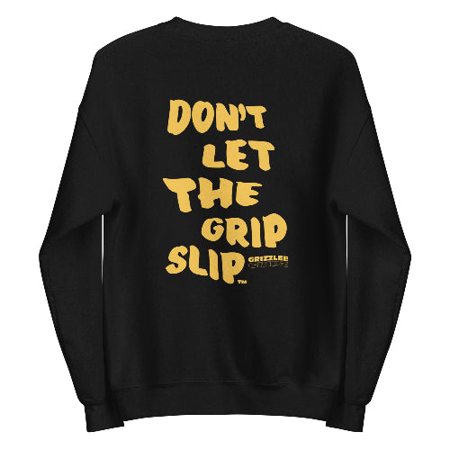 "No Grip Slippin" Dark Crewnecks - Secondary Image black no grip slippin crewneck back logo dont let the grip slip