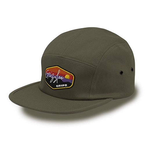 Olive colored 5 panel playing hat with shadow underneath - Grizzlee Gripz Performance and premium apparel 2025 - Premium Pickleball Overgrip by Grizzlee Gripz