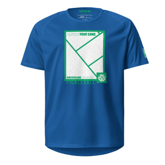 Grizzlee Gripz breathable court royal blue t-shirt with white and green logo