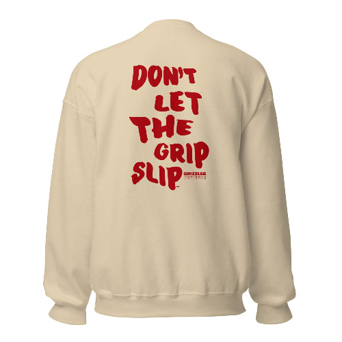 sand no grip slippin crewneck back logo in red font - Premium Pickleball Overgrip by Grizzlee Gripz