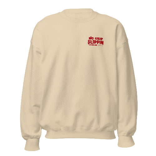 front logo sand color no grip slippin crewneck  - Premium Pickleball Overgrip by Grizzlee Gripz