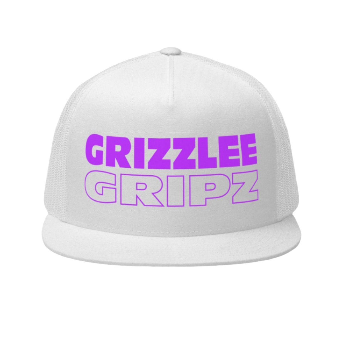 white snapback hat with neon purple  large logo grizzlee gripz wording on the front - Premium Pickleball Overgrip by Grizzlee Gripz