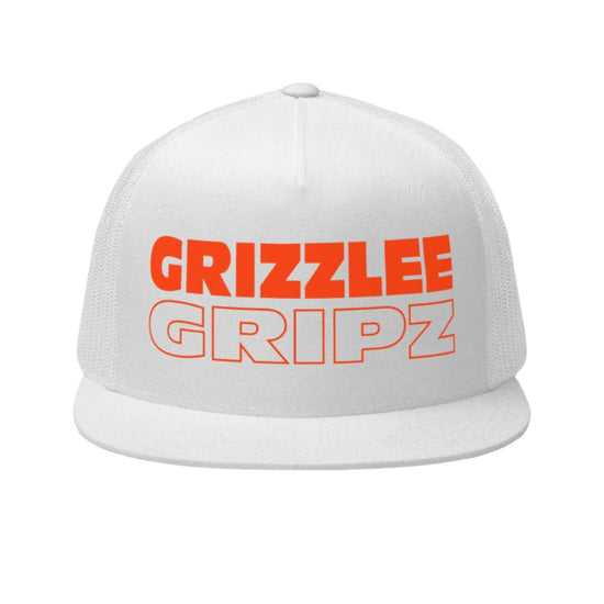 white Neon orange front grizzlee gripz trucker hat  - Premium Pickleball Overgrip by Grizzlee Gripz