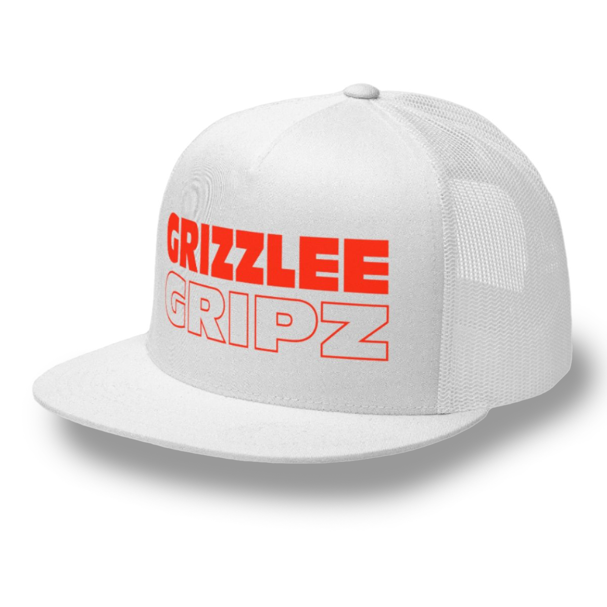 white snapback hat with neon red large logo grizzlee gripz wording on the front - Premium Pickleball Overgrip by Grizzlee Gripz